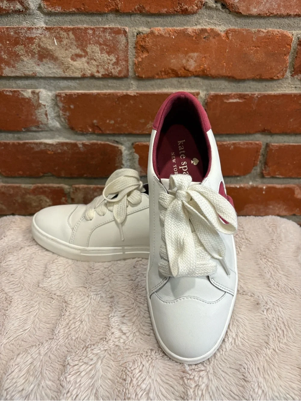 Kate Spade New York Fez White Leather Suede Spade Platform Sneakers Size 8B